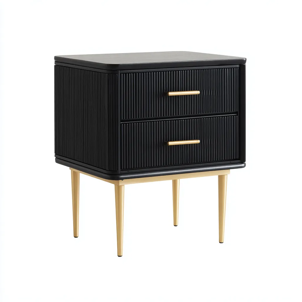 Table de chevet MDF - métal 50x40x55 cm - noir - pour chambre - design moderne-Placidovae