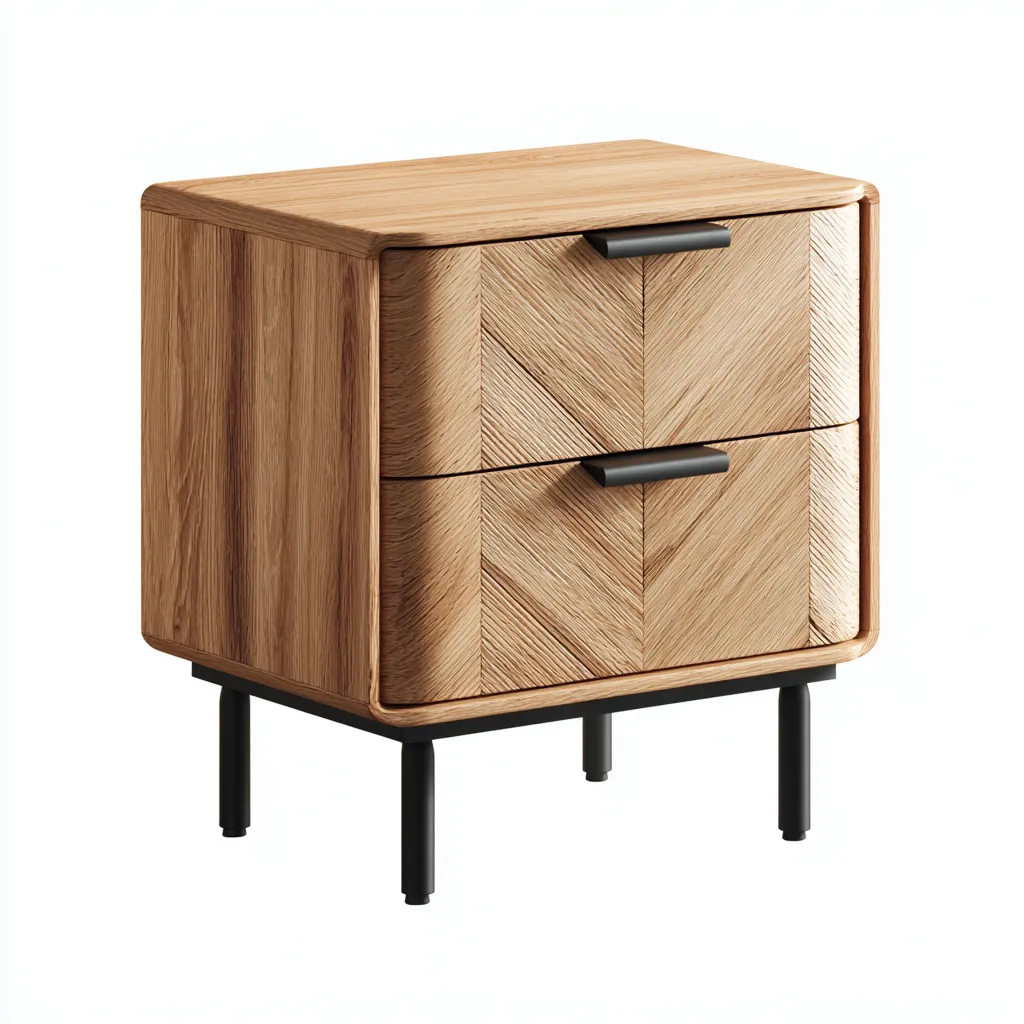 Table de chevet bois massif 45x35x55 cm - bois naturel - noir - adaptée à la chambre - design moderne-Placidovae