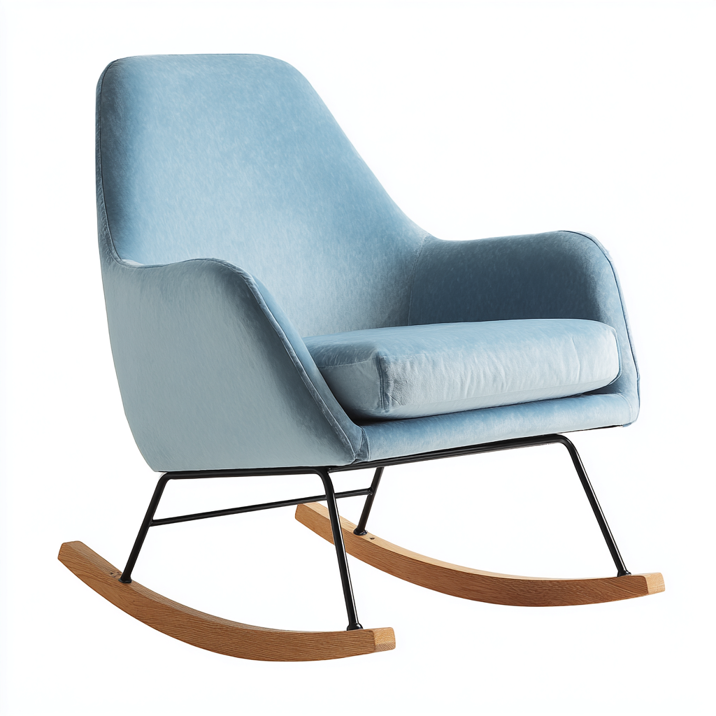 Fauteuil à bascule tissu 75x80x92 cm - bleu clair - pour salon - design moderne-Placidovae
