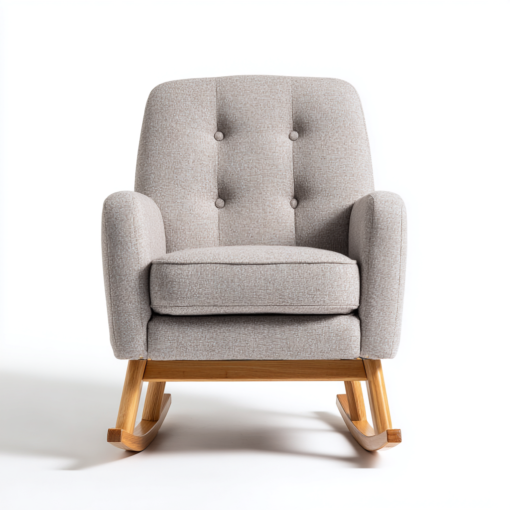 Fauteuil à bascule tissu 79x84x98 cm - gris clair - pour salon - design moderne-Placidovae