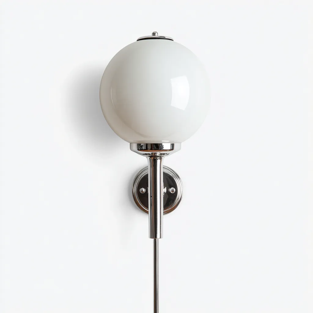 Applique murale métal - verre 18x48 cm - argent - opal - pour intérieur - style moderne-Placidovae