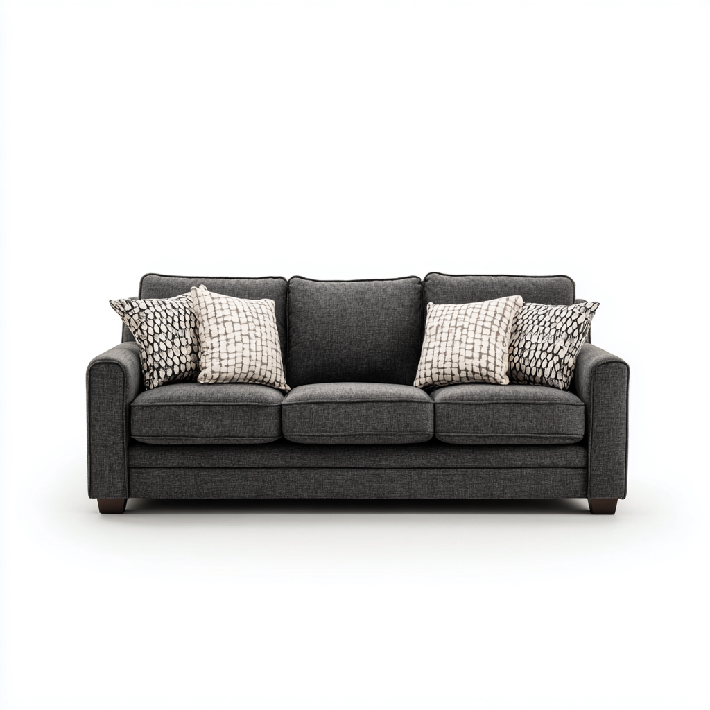 Canapé 3 places tissu 195x86x84 cm gris foncé - design contemporain - adapté au salon-Placidovae