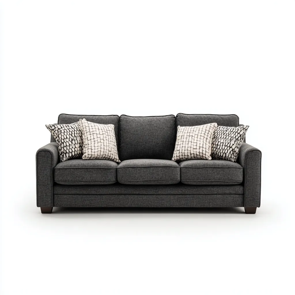 Canapé 3 places tissu 195x86x84 cm gris foncé - design contemporain - adapté au salon-Placidovae