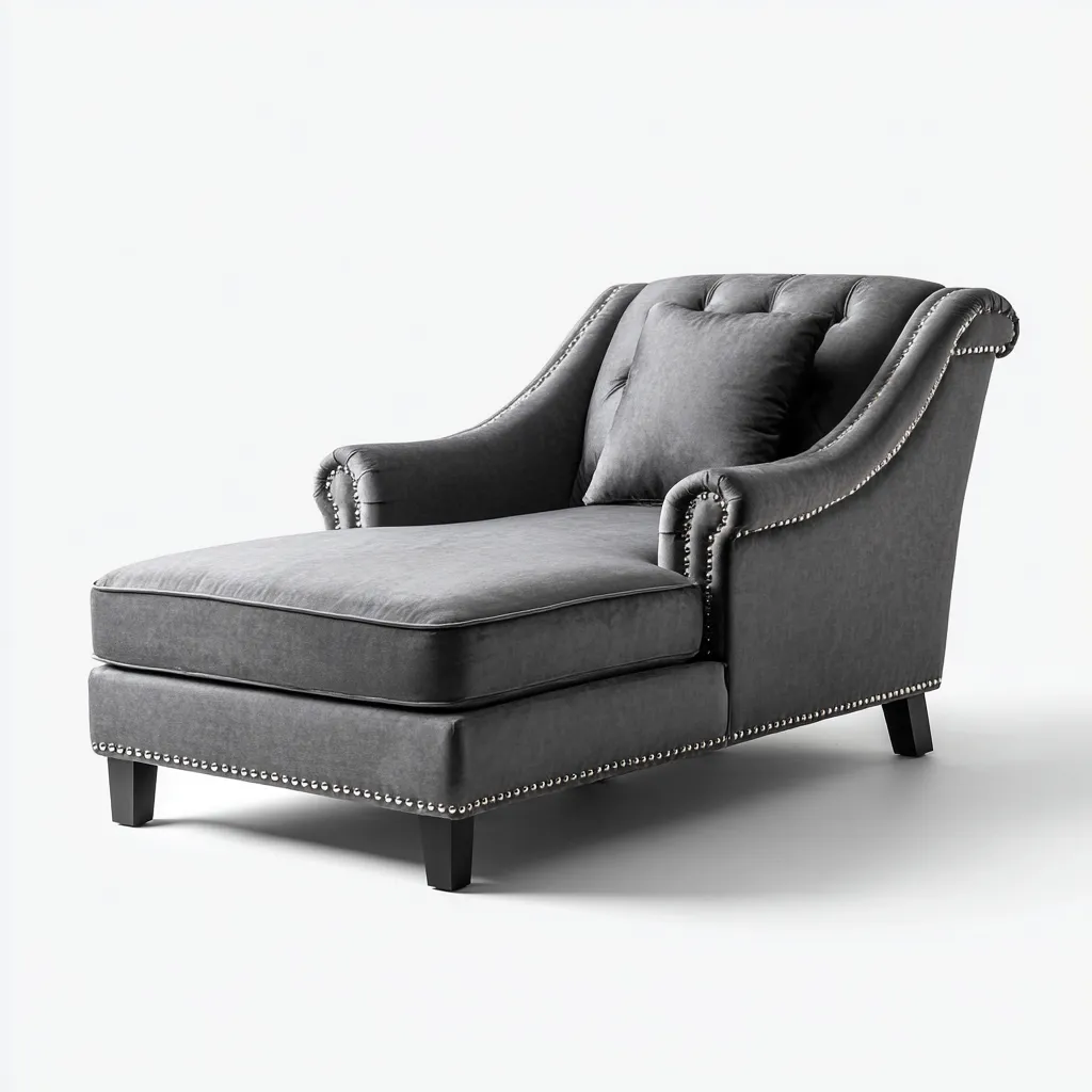 Chaise longue en tissu 170x85x90 cm - gris foncé - style classique pour salon-Placidovae