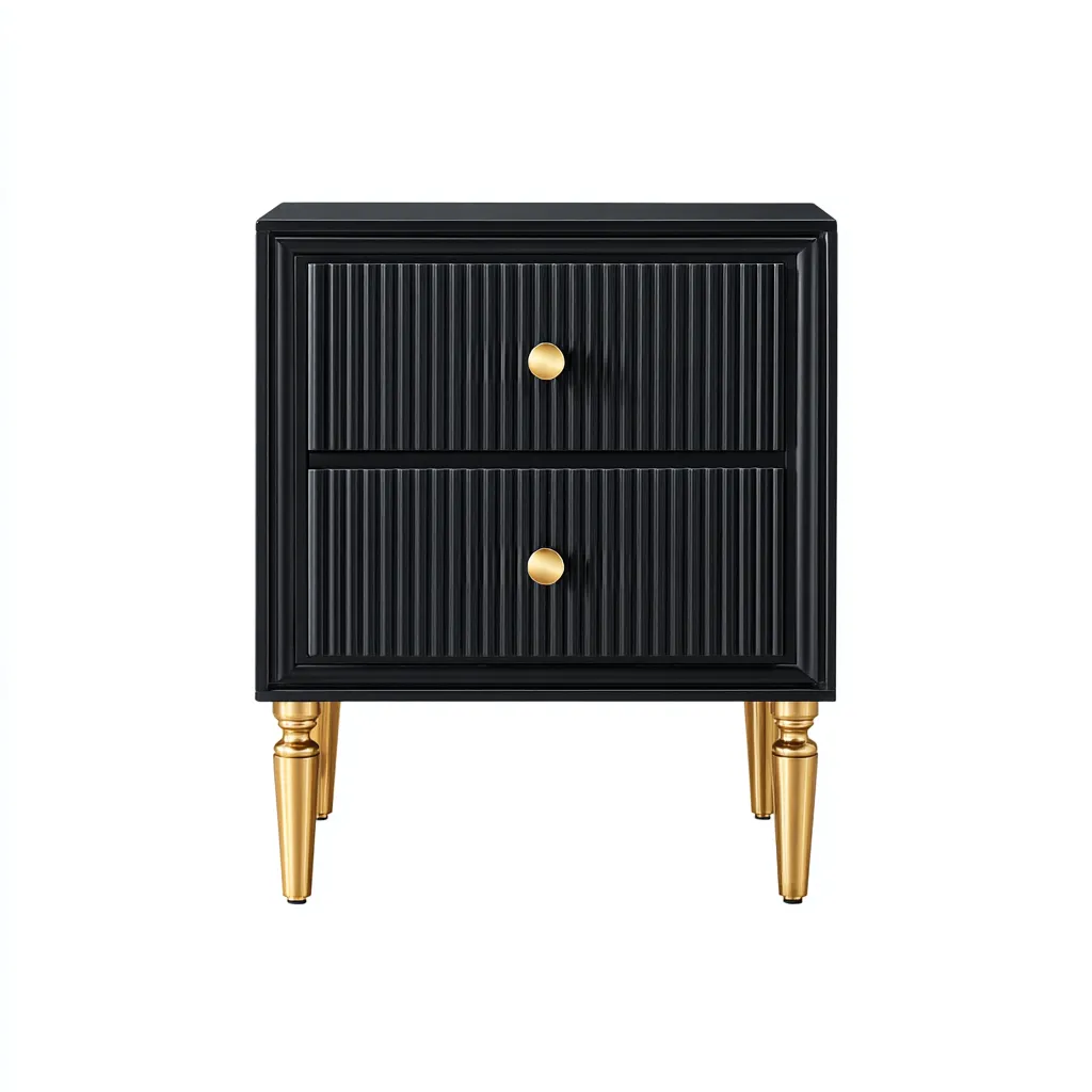 Table de chevet MDF - métal 48x38x55 cm - noir - pour chambre - design moderne-Placidovae