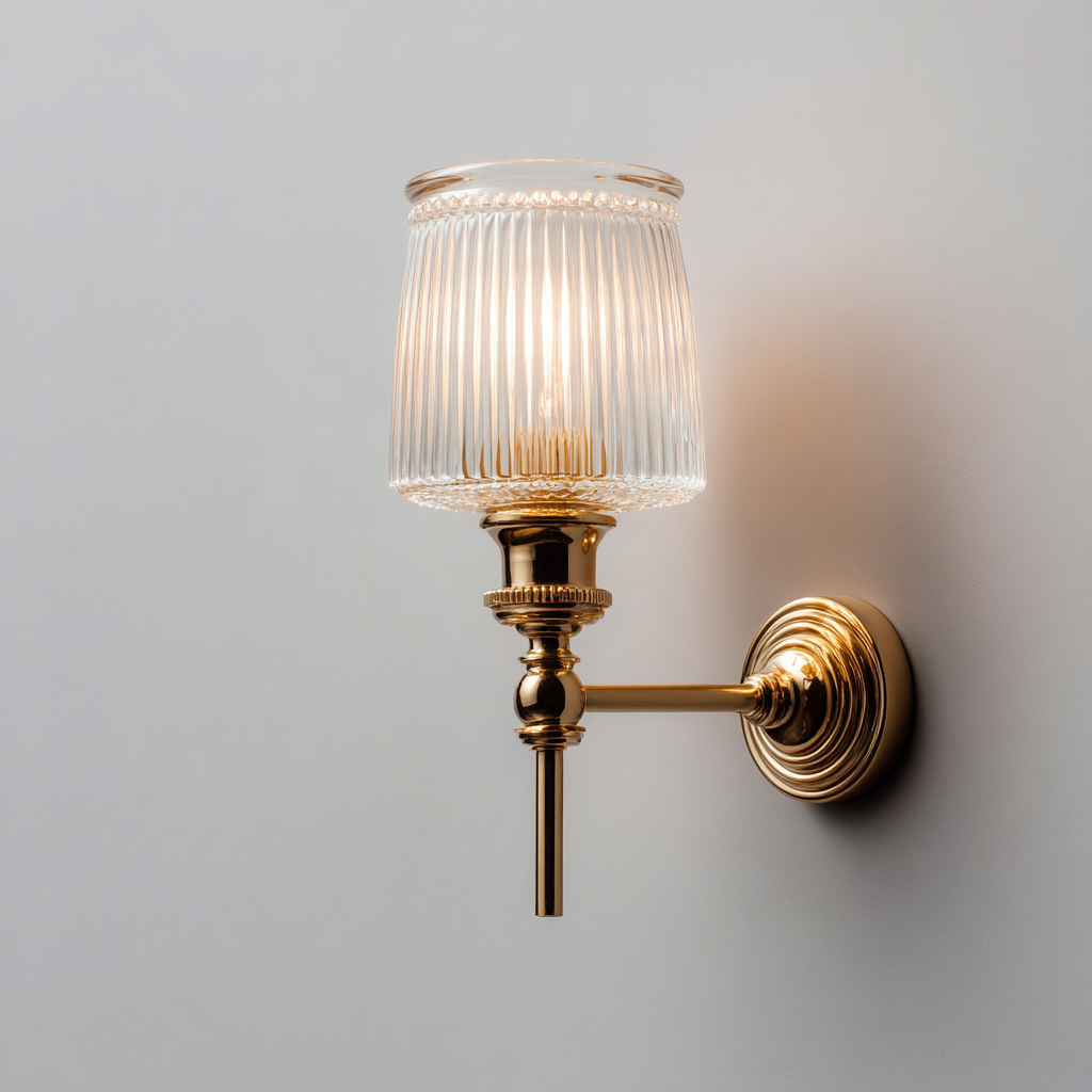 Applique murale métal - verre 14x32 cm - or - transparent - pour intérieur - style classique-Placidovae