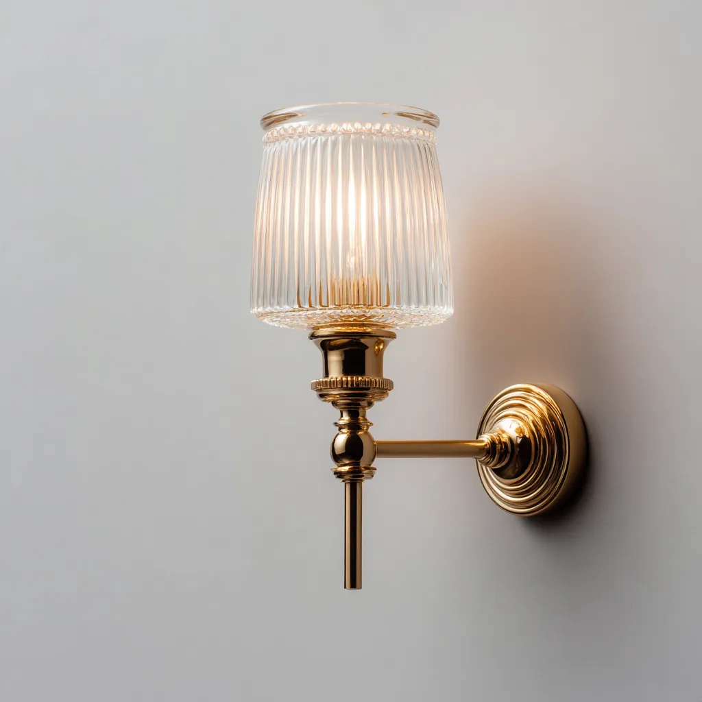 Applique murale métal - verre 14x32 cm - or - transparent - pour intérieur - style classique-Placidovae