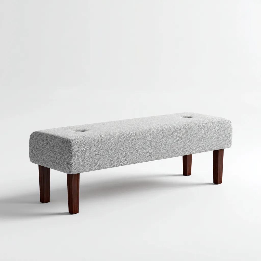 Banc de lit - tissu - 115x38x45 cm - gris - noix - pour chambre - style moderne-Placidovae