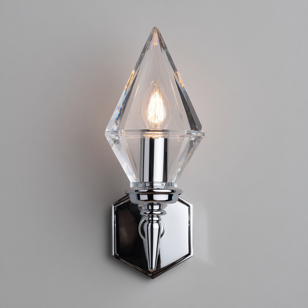 Applique murale métal - verre 13x30 cm - argent - transparent - pour intérieur - style moderne-Placidovae