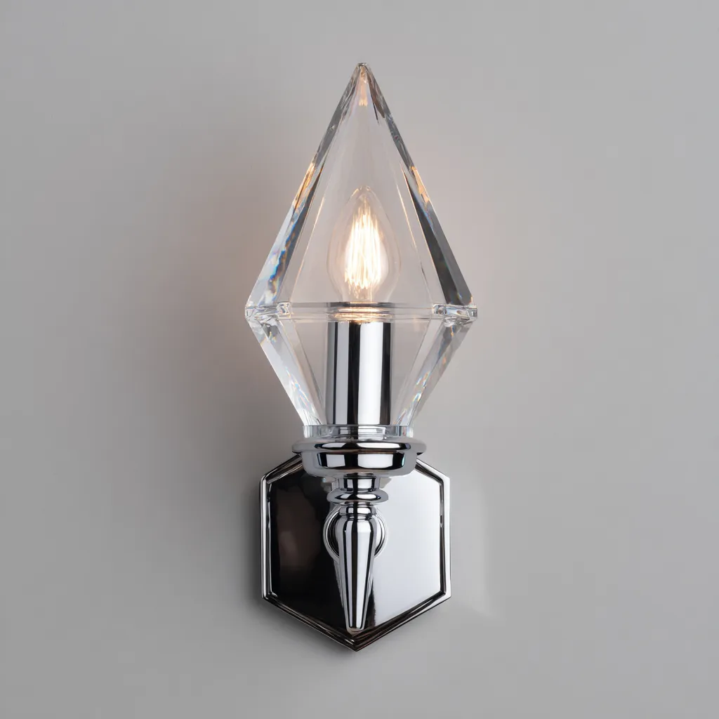 Applique murale métal - verre 13x30 cm - argent - transparent - pour intérieur - style moderne-Placidovae