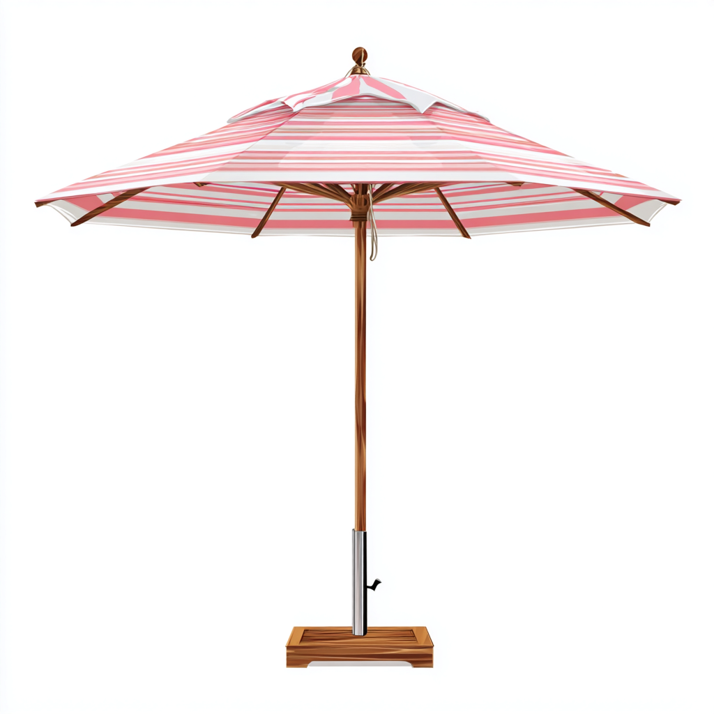 Parasol de jardin - bois et polyester 240x240x230 cm - rayé rose et blanc - pour terrasse et jardin - style moderne-Placidovae