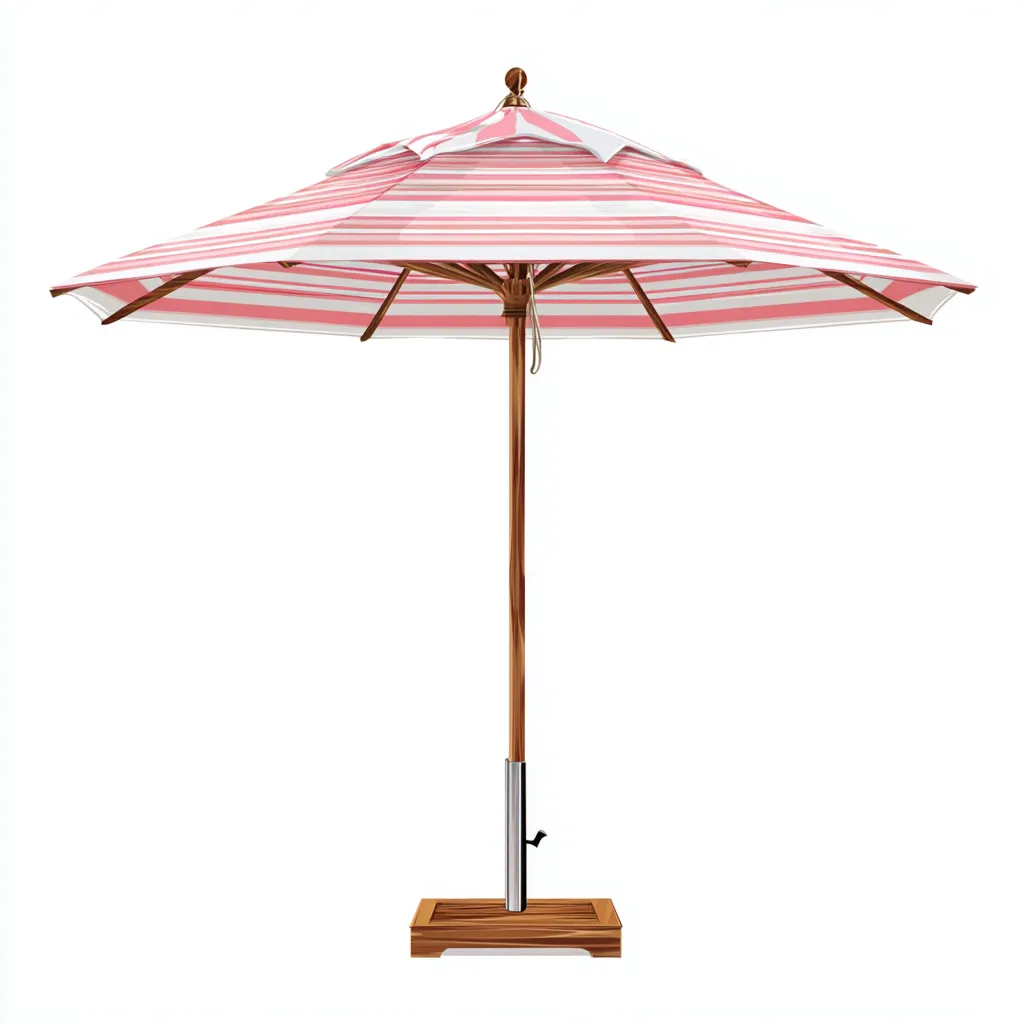 Parasol de jardin - bois et polyester 240x240x230 cm - rayé rose et blanc - pour terrasse et jardin - style moderne-Placidovae