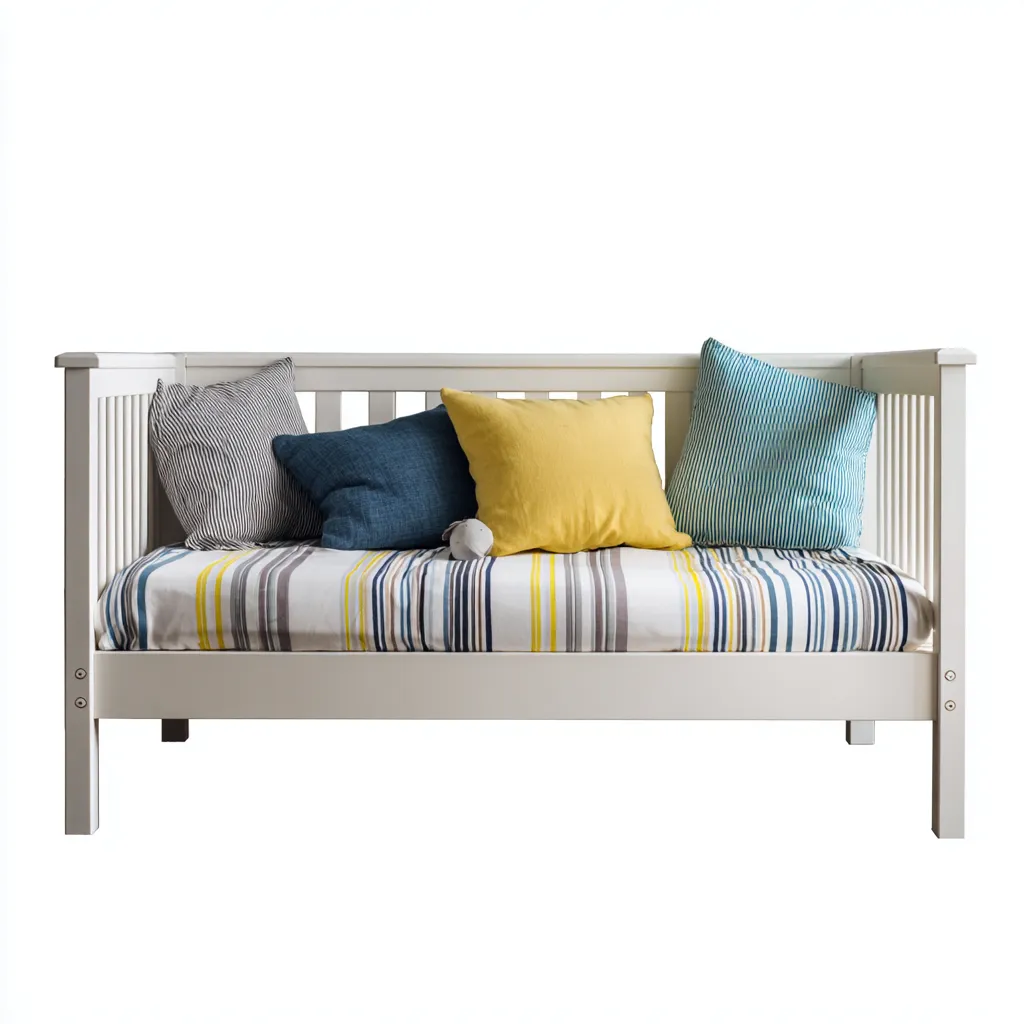 Canapé-lit bois 205x97x90 cm blanc pour chambre - design à lattes moderne-Placidovae