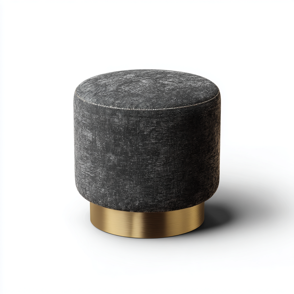 Pouf tissu 40x40x45 cm gris fonce - or - style moderne minimaliste - adapte au salon-Placidovae