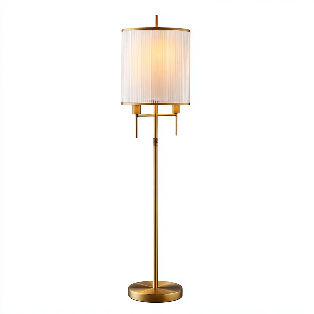Lampadaire métal et verre - 30x160 cm - doré et blanc - pour salon style moderne-Placidovae