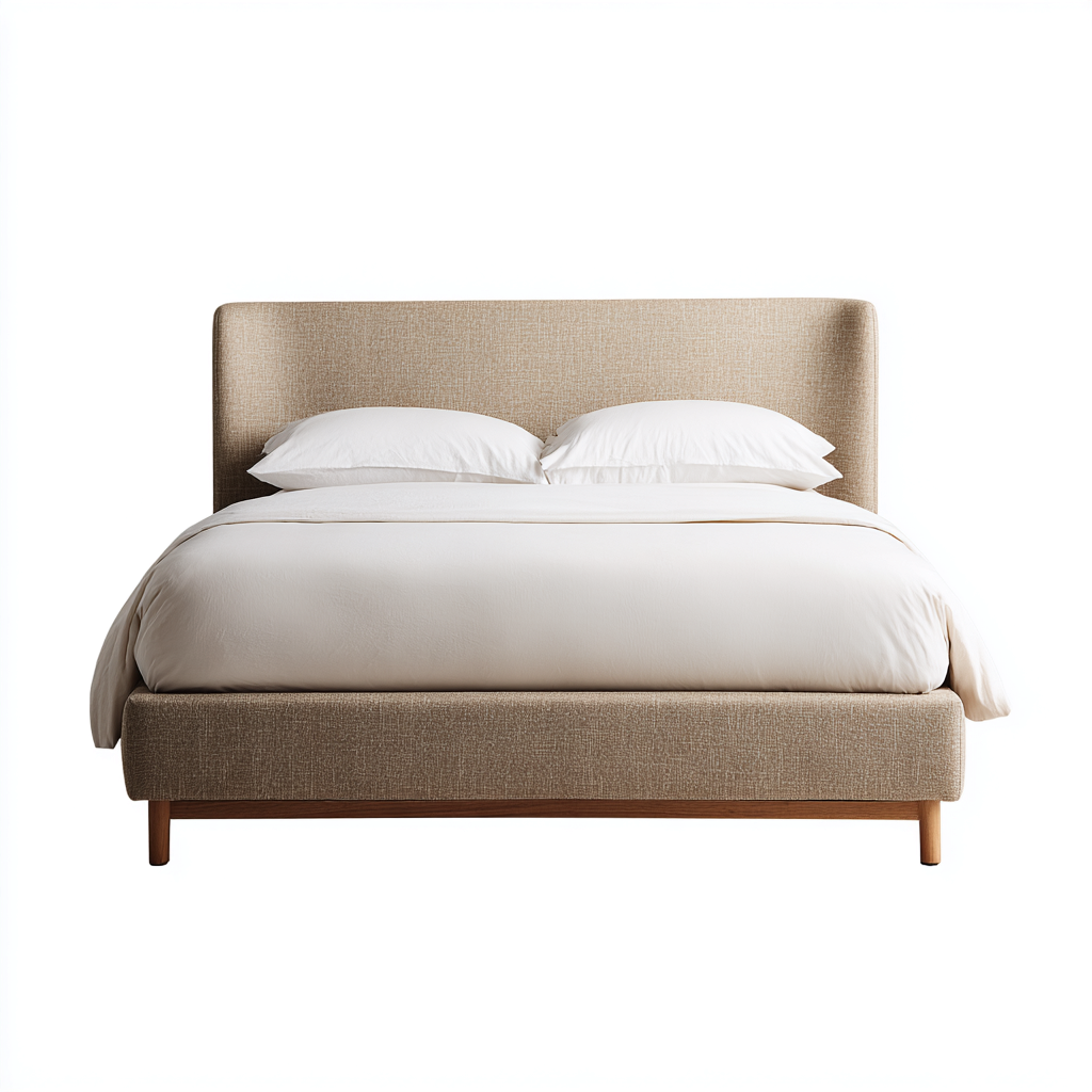 Lit double tissu rembourré 200x180x110 cm - beige - adapté à la chambre - design moderne-Placidovae