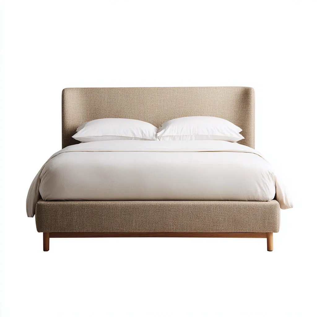 Lit double tissu rembourré 200x180x110 cm - beige - adapté à la chambre - design moderne-Placidovae