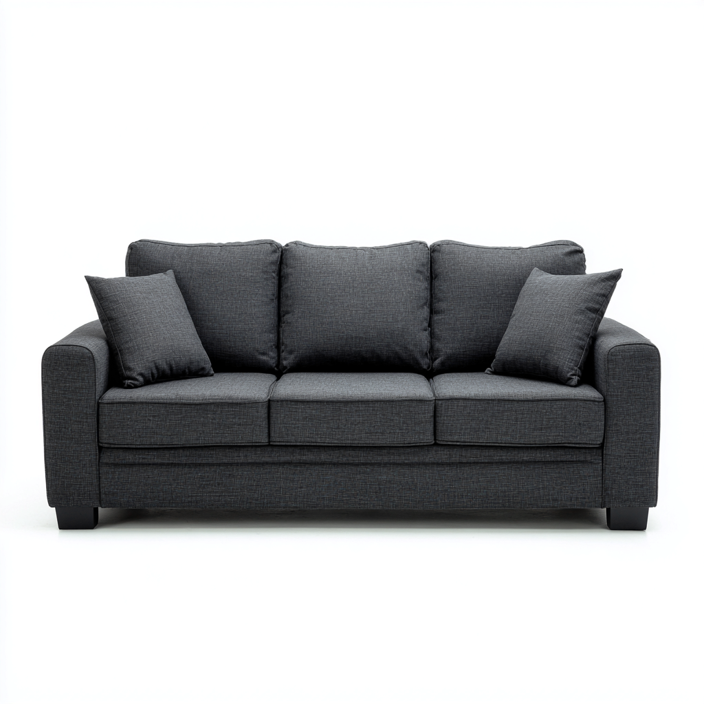 Canapé 3 places tissu 195x85x83 cm gris foncé - design contemporain - adapté au salon-Placidovae