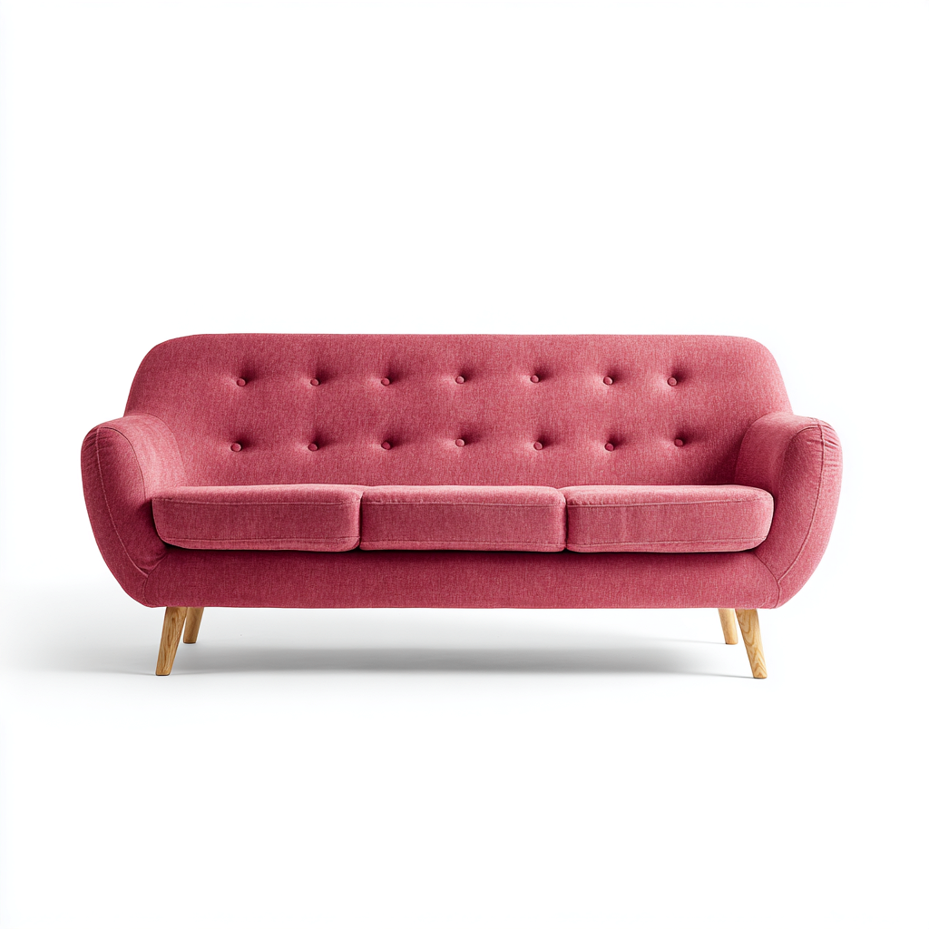 Canapé 3 places tissu 185x85x82 cm - rose - pour salon - style scandinave-Placidovae