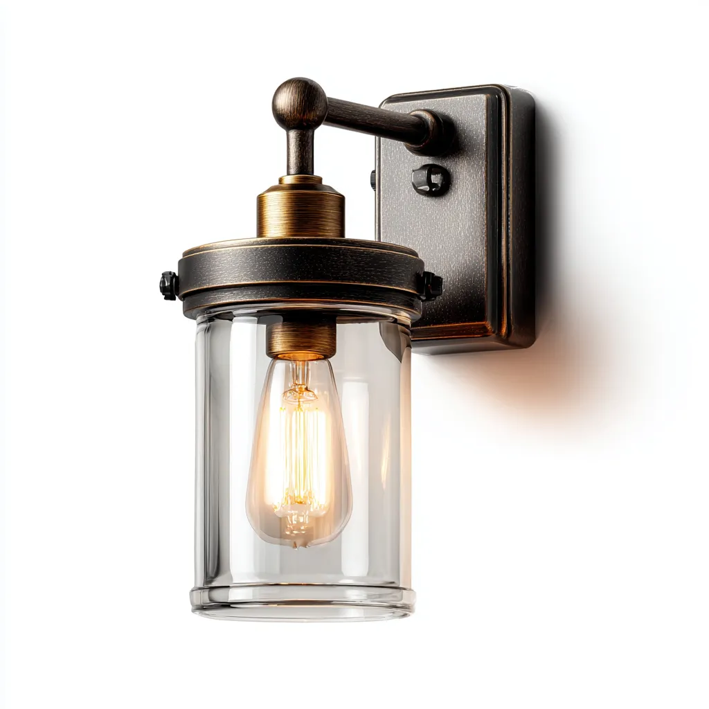 Applique murale métal - verre 14x26 cm - bronze - transparent - pour intérieur - style industriel-Placidovae