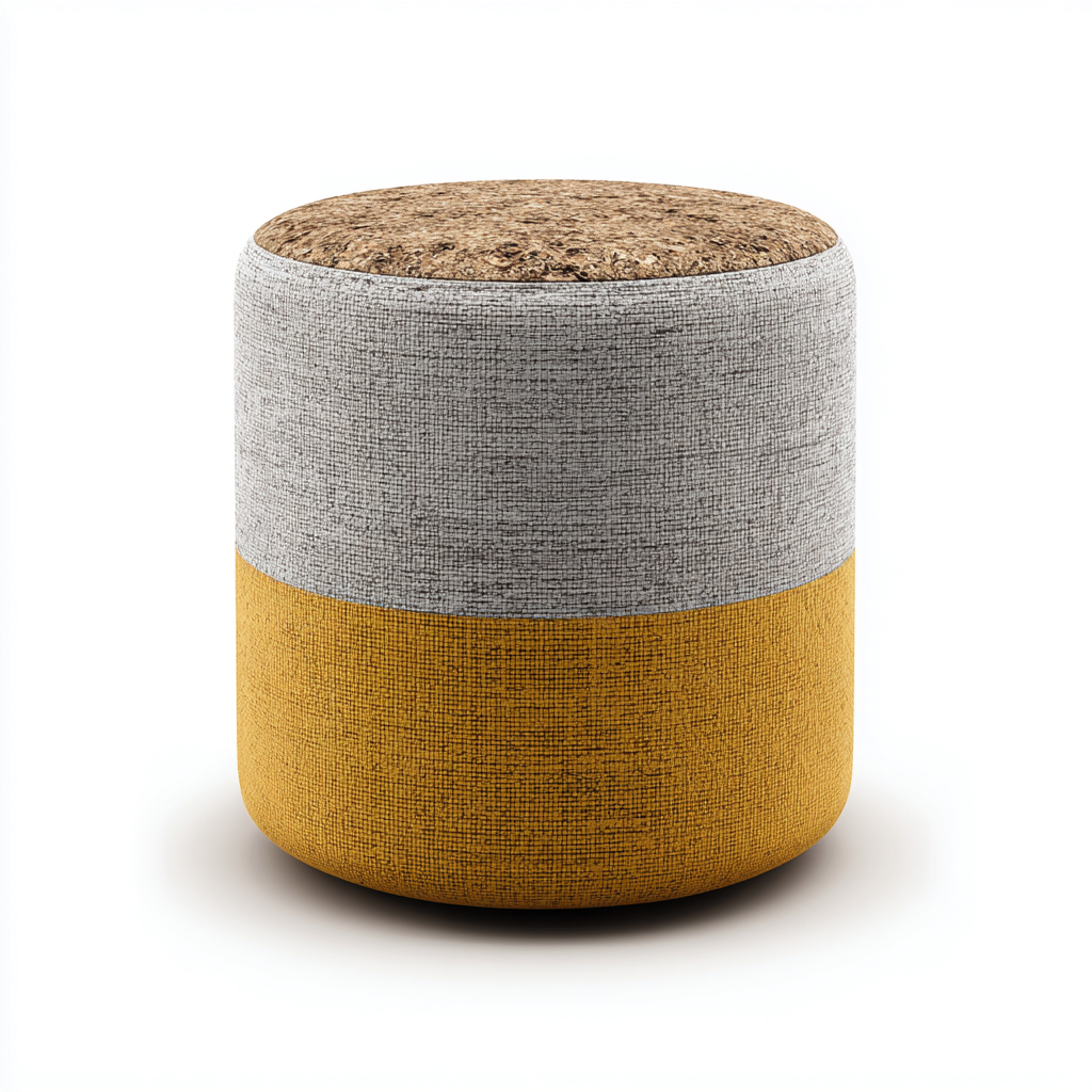 Pouf tissu - liege 35x35x48 cm gris - moutarde - style moderne creatif - adapte au salon-Placidovae
