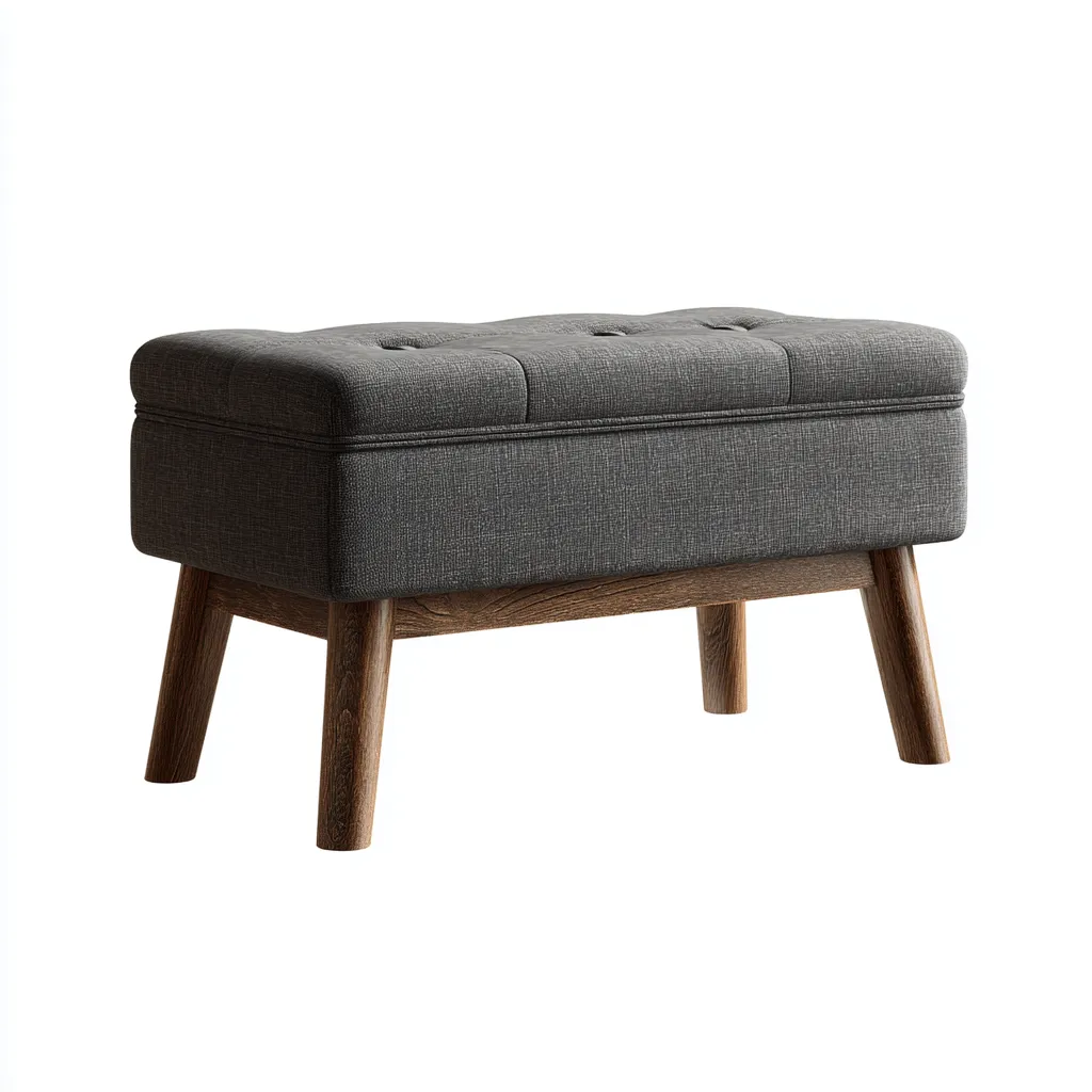 Banc de lit tissu et bois 80x40x48 cm gris pour chambre - style moderne-Placidovae