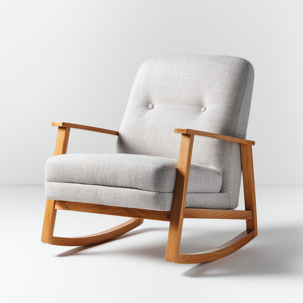 Fauteuil à bascule tissu 76x83x93 cm - gris clair - pour salon - design moderne-Placidovae