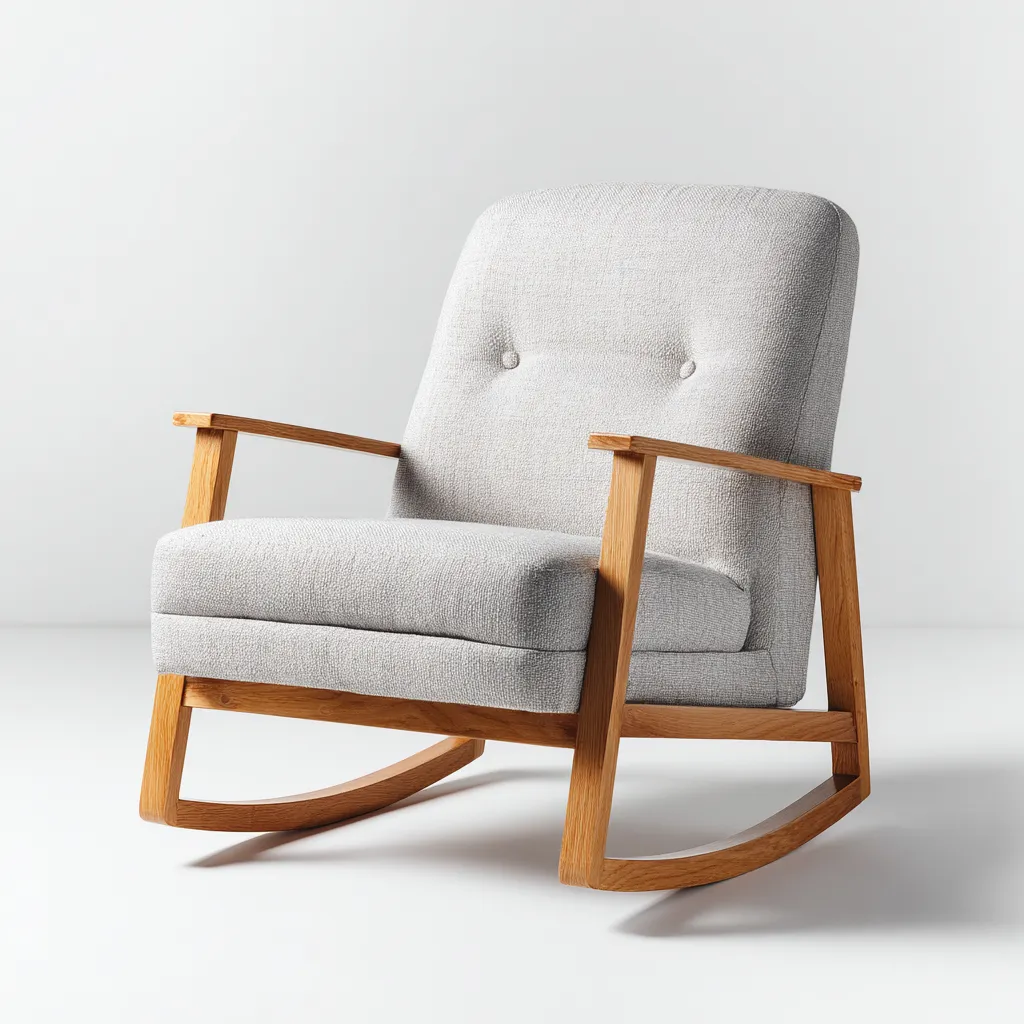 Fauteuil à bascule tissu 76x83x93 cm - gris clair - pour salon - design moderne-Placidovae