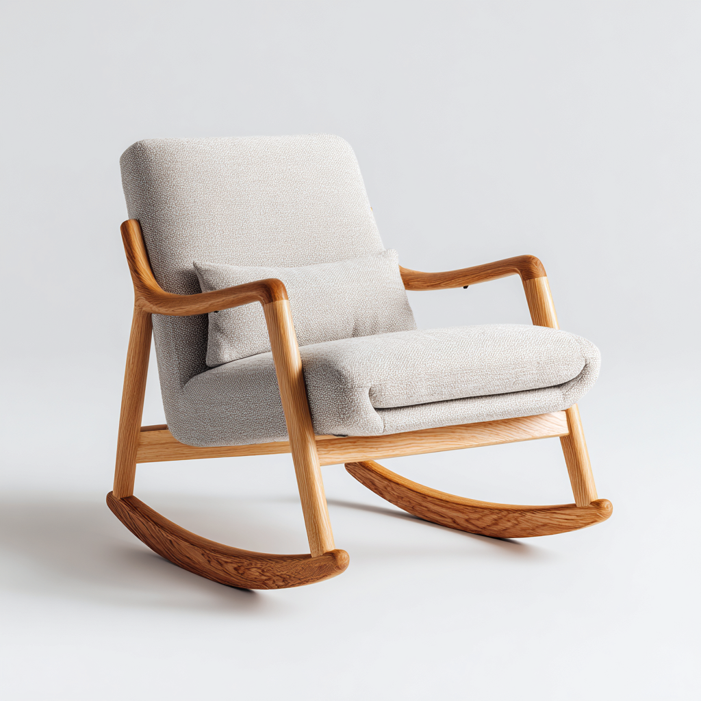 Fauteuil à bascule tissu 76x82x92 cm - gris clair - pour salon - design moderne-Placidovae