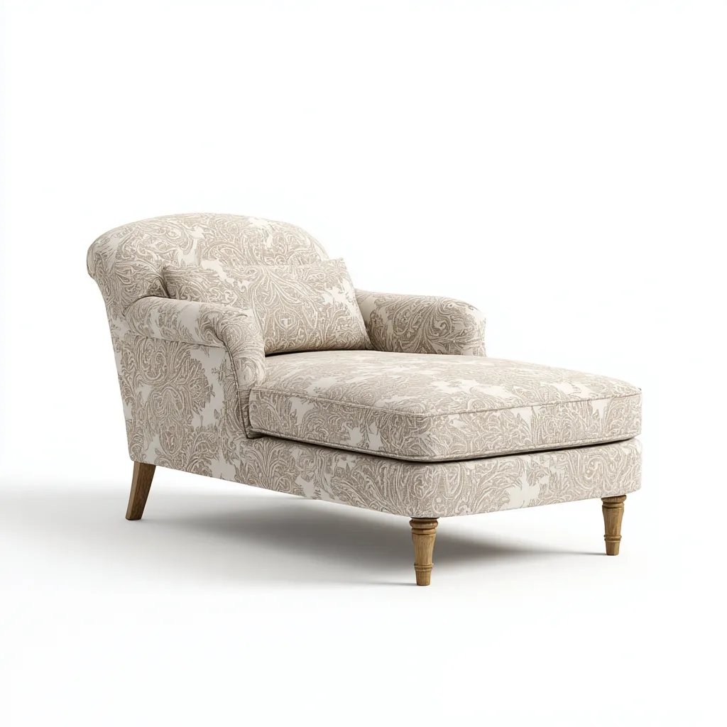 Chaise longue en tissu 180x85x90 cm - beige - style classique pour salon-Placidovae