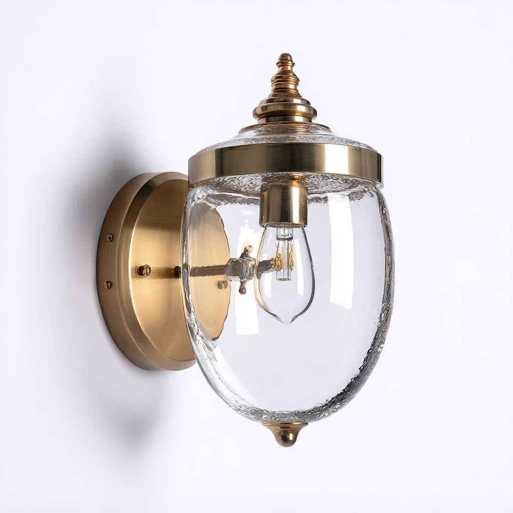 Applique murale métal - verre 18x30 cm - or - transparent - pour intérieur - style classique-Placidovae