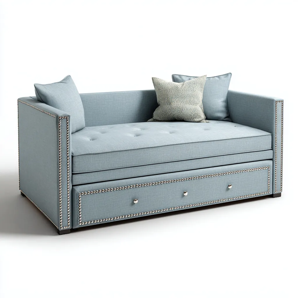 Canapé-lit tissu 190x85x80 cm bleu pour chambre - design moderne avec tiroir de rangement-Placidovae