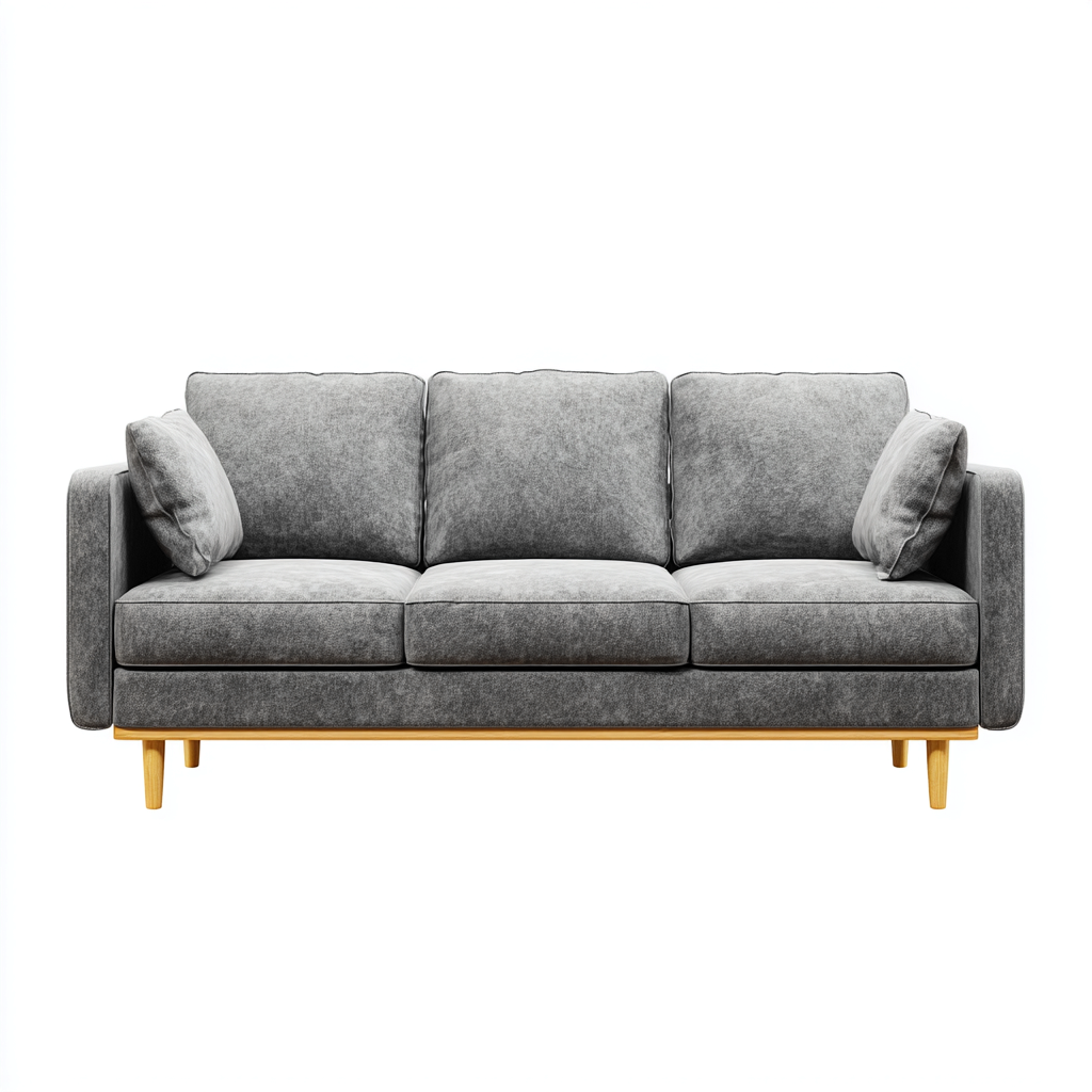 Canapé 3 places tissu 200x88x85 cm - gris - pour salon - style moderne-Placidovae