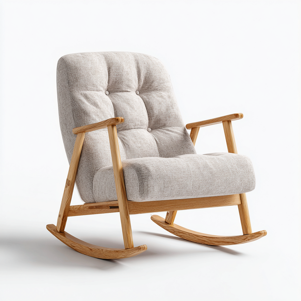 Fauteuil à bascule tissu 78x84x96 cm - gris clair - pour salon - design moderne-Placidovae