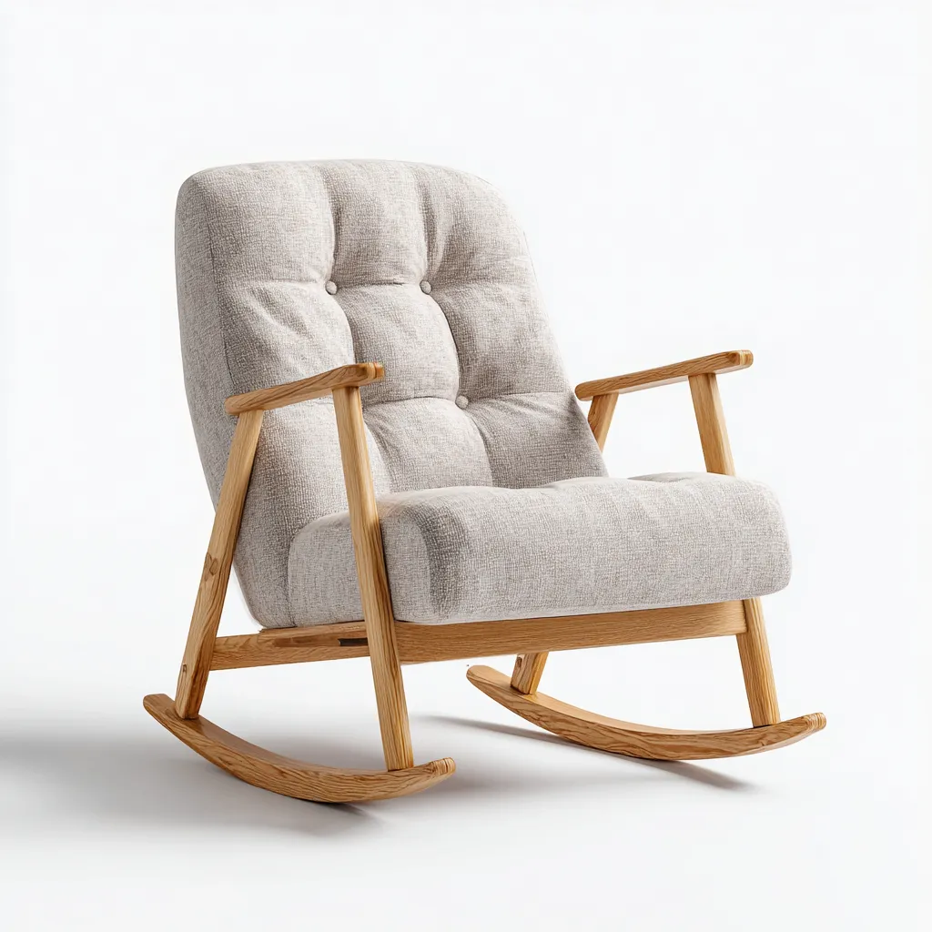 Fauteuil à bascule tissu 78x84x96 cm - gris clair - pour salon - design moderne-Placidovae