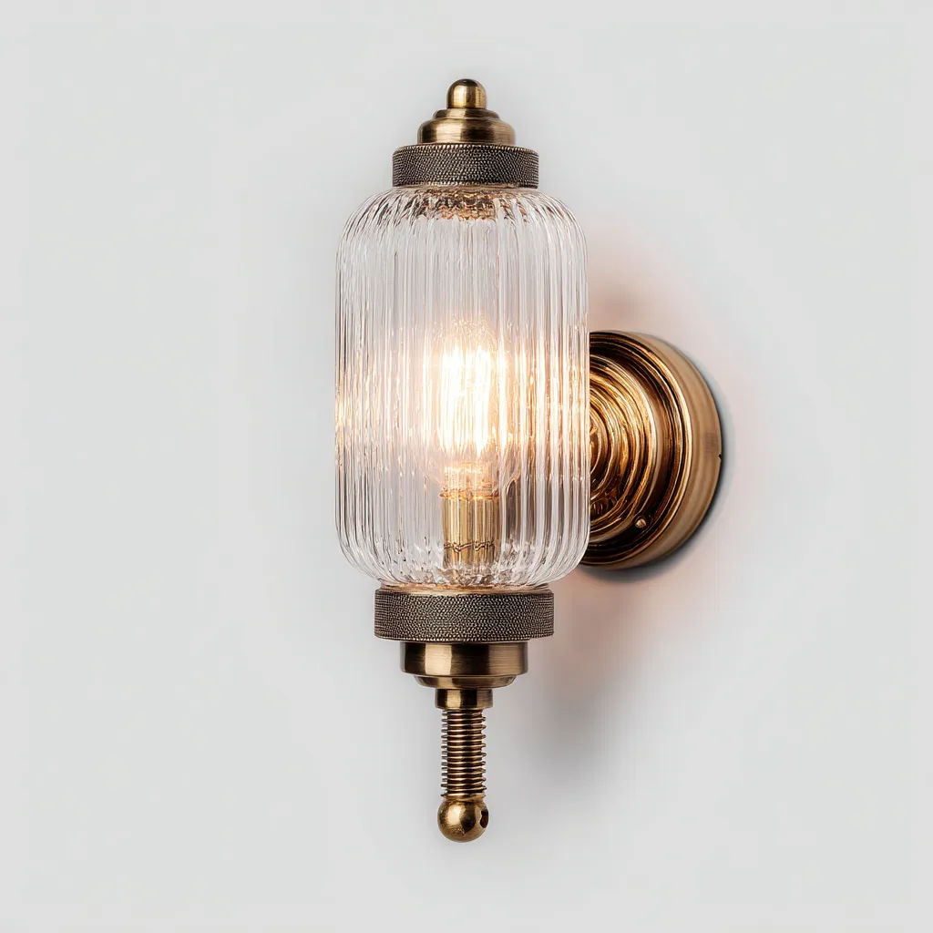 Applique murale métal - verre 12x28 cm - bronze - transparent - pour intérieur - style classique-Placidovae