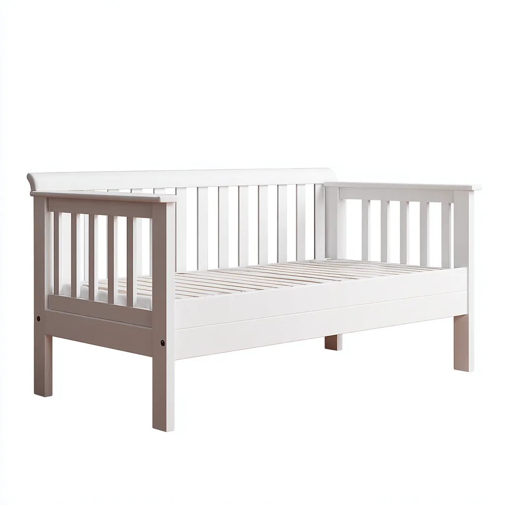 Canapé-lit bois 210x100x91 cm blanc pour chambre - design à lattes classique-Placidovae