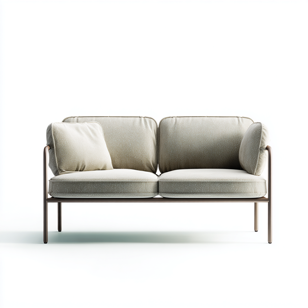 Canapé de jardin en métal et tissu 135x75x78 cm - gris clair - pour extérieur - style moderne-Placidovae