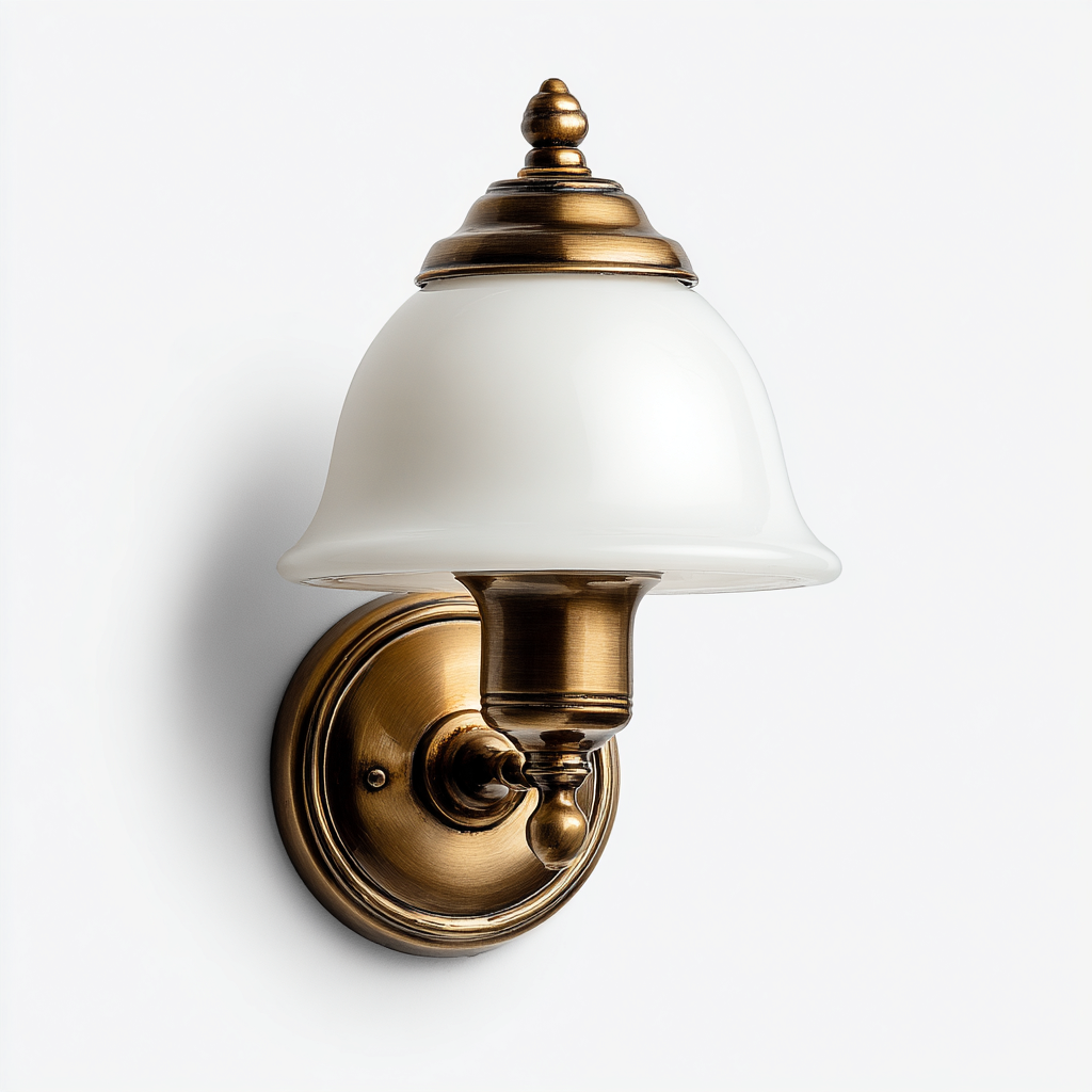 Applique murale métal - verre 20x28 cm - bronze - blanc - pour intérieur - style classique-Placidovae