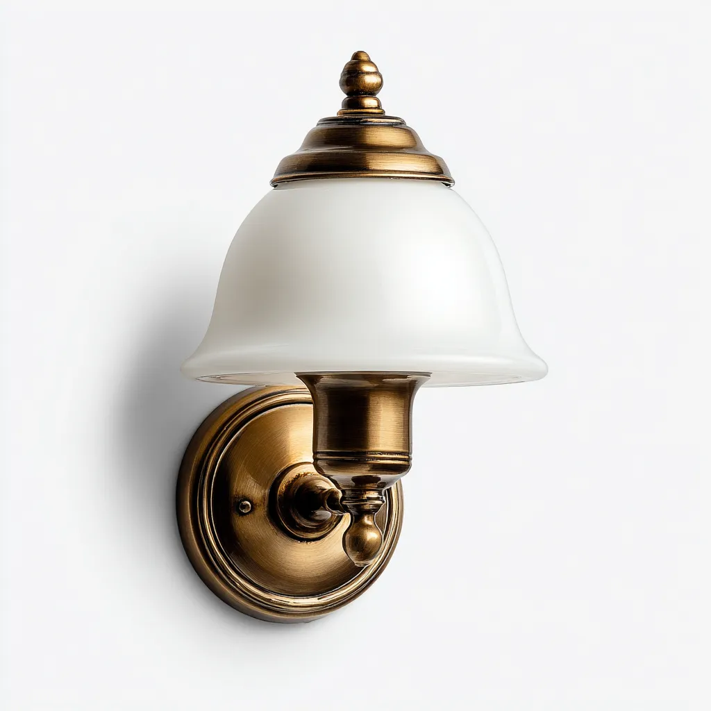 Applique murale métal - verre 20x28 cm - bronze - blanc - pour intérieur - style classique-Placidovae