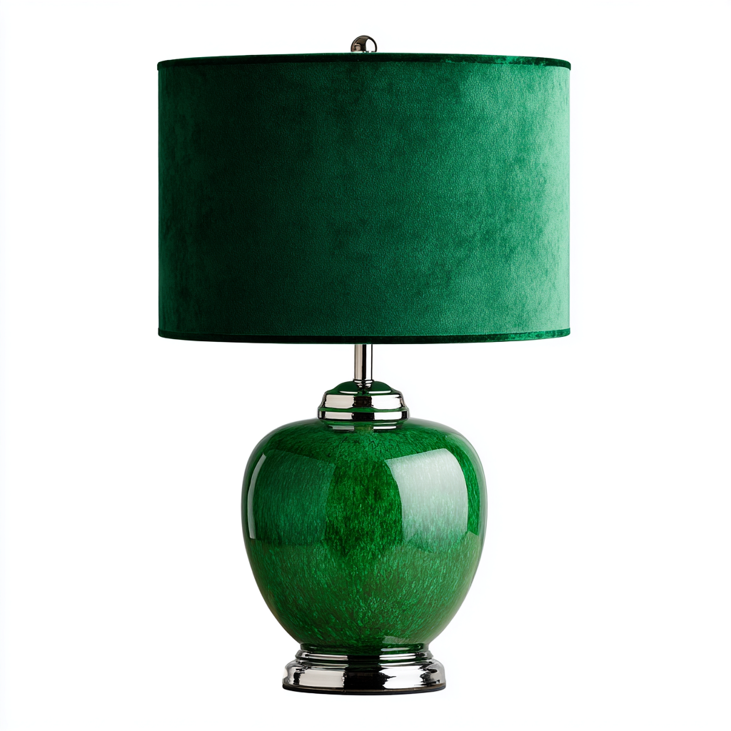 Lampe de table verre - métal 30x60 cm - vert - argent - pour salon - style décoratif-Placidovae