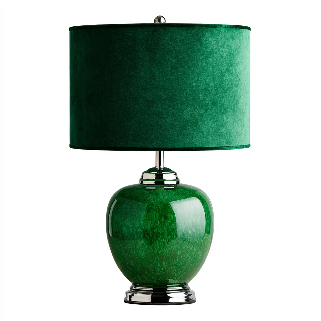 Lampe de table verre - métal 30x60 cm - vert - argent - pour salon - style décoratif-Placidovae