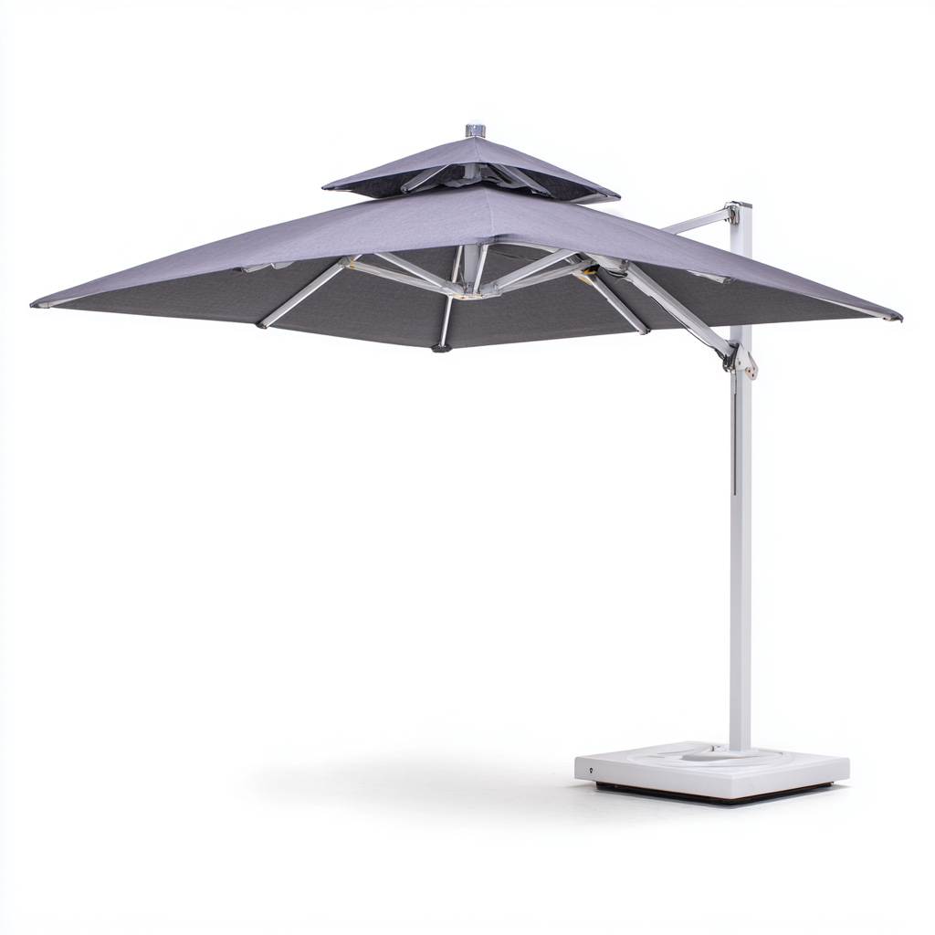 Parasol de jardin - polyester - 280x280x260 cm - gris clair - usage extérieur-Placidovae