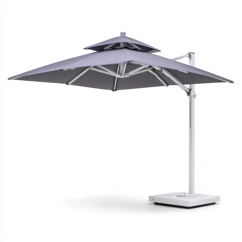Parasol de jardin - polyester - 280x280x260 cm - gris clair - usage extérieur-Placidovae