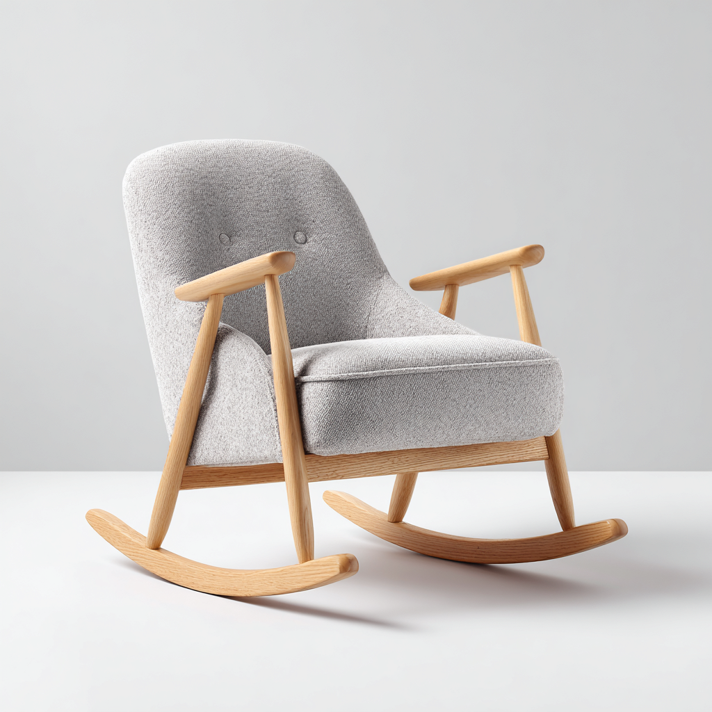 Fauteuil à bascule tissu 74x76x88 cm - gris clair - pour salon - design moderne-Placidovae