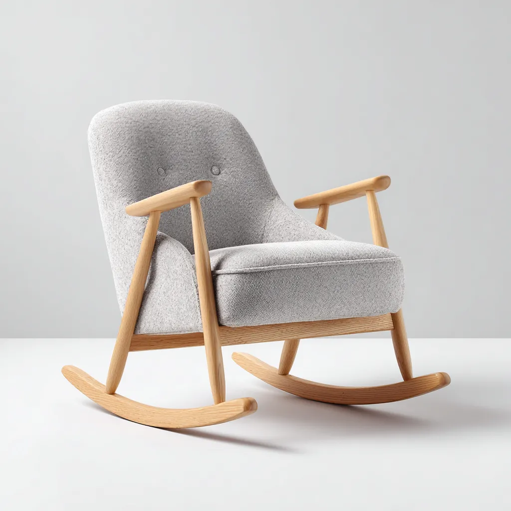 Fauteuil à bascule tissu 74x76x88 cm - gris clair - pour salon - design moderne-Placidovae