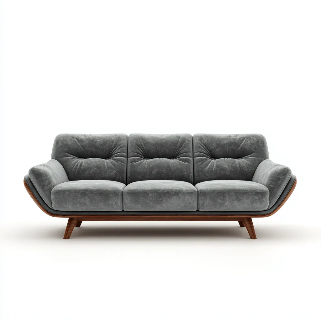 Canapé 3 places velours 205x95x85 cm - gris - pour salon - style moderne-Placidovae