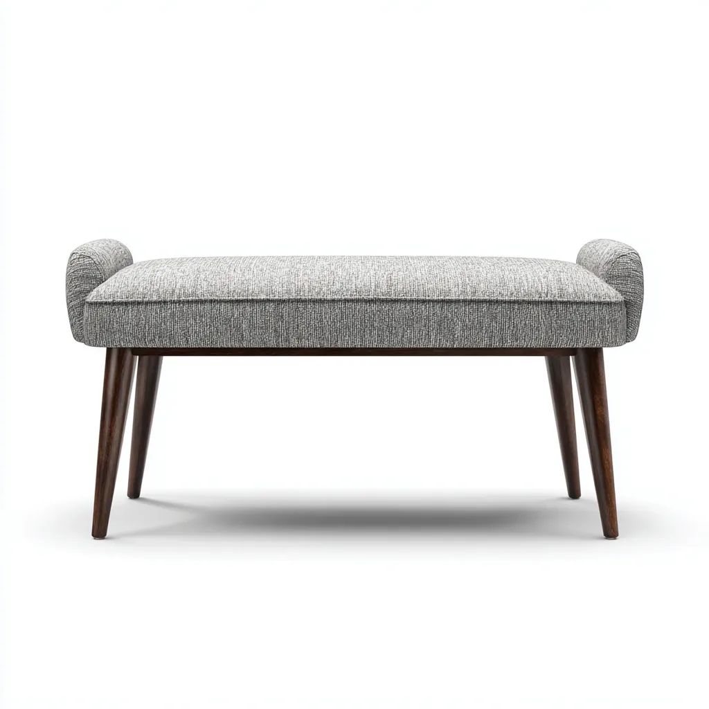 Banc de lit - tissu - 115x40x48 cm - gris - noix - pour chambre - style moderne-Placidovae