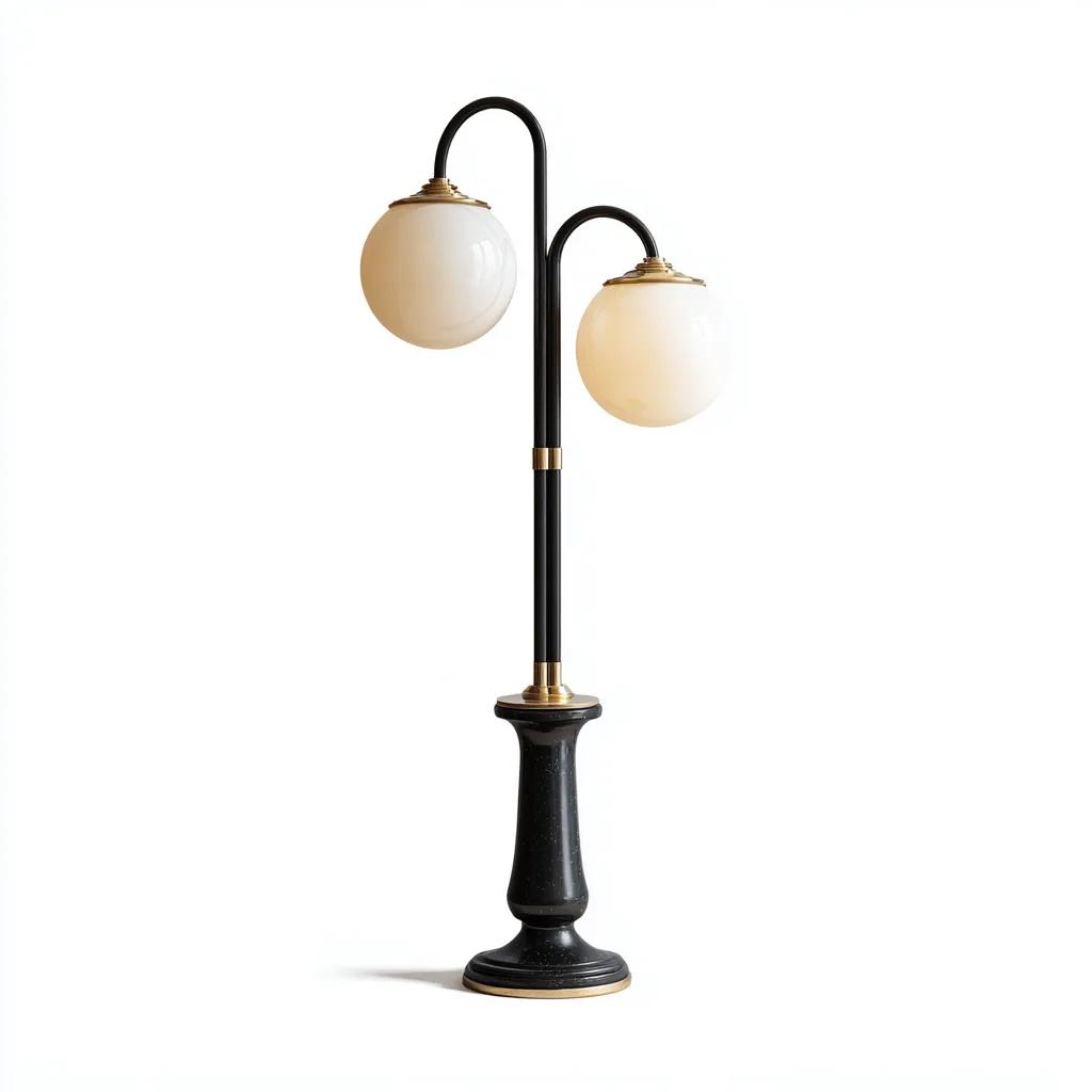 Lampadaire métal et verre noir et blanc 42x165 cm - style classique - éclairage d'ambiance pour salon-Placidovae