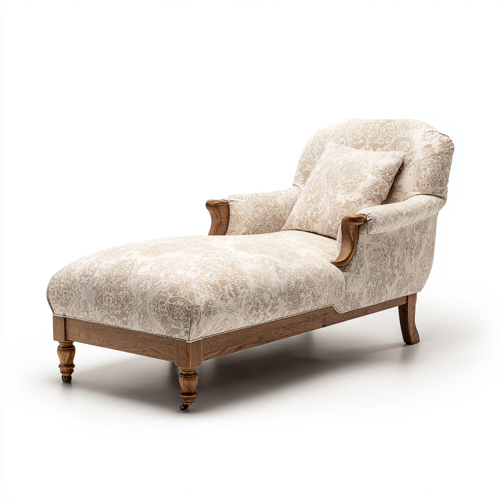 Chaise longue en tissu 178x88x92 cm - beige - style classique pour salon-Placidovae